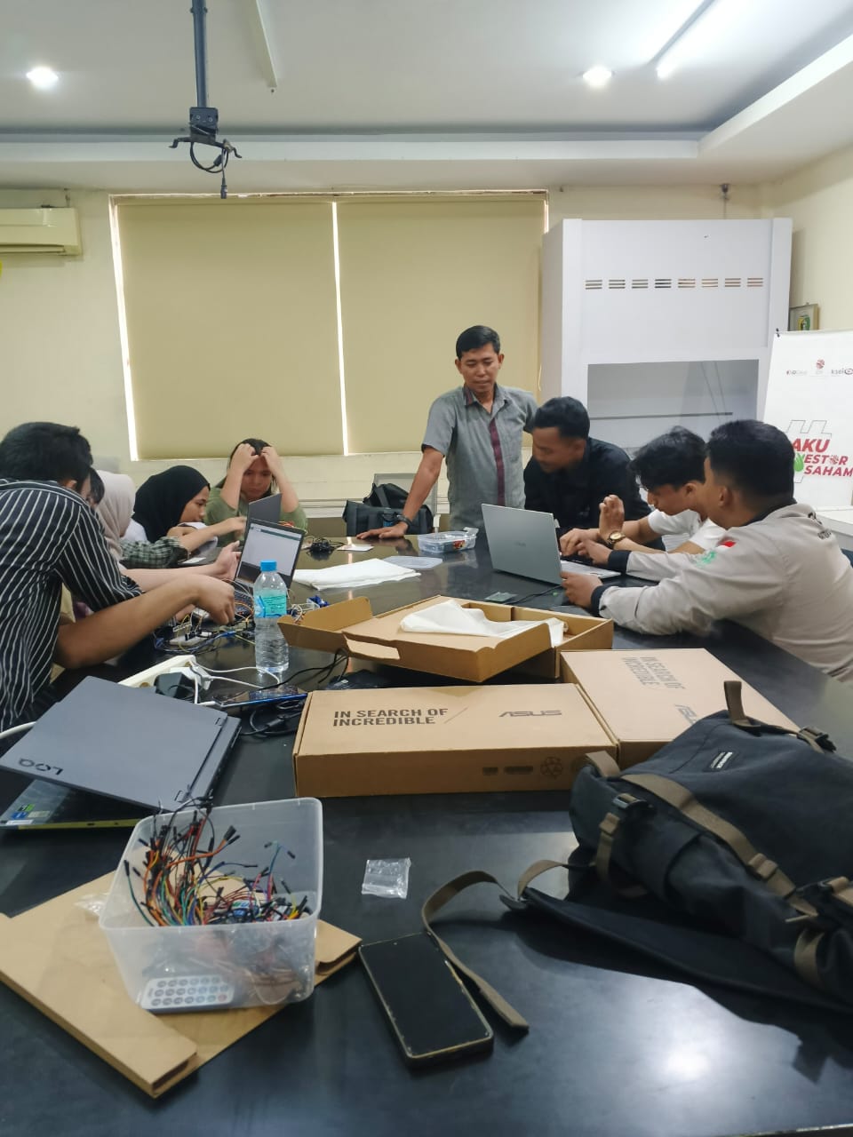 Modern office with a team working